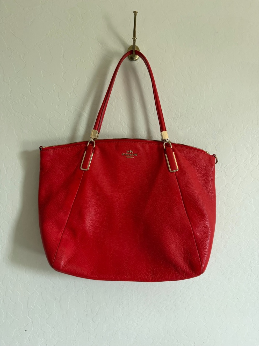 Coach Kelsey Red/Orange Leather Tote Bag